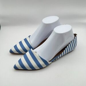 J.Crew Sadie Flats Striped Womens 8 Blue White Slip On Pointed‎ Toe Coastalcore